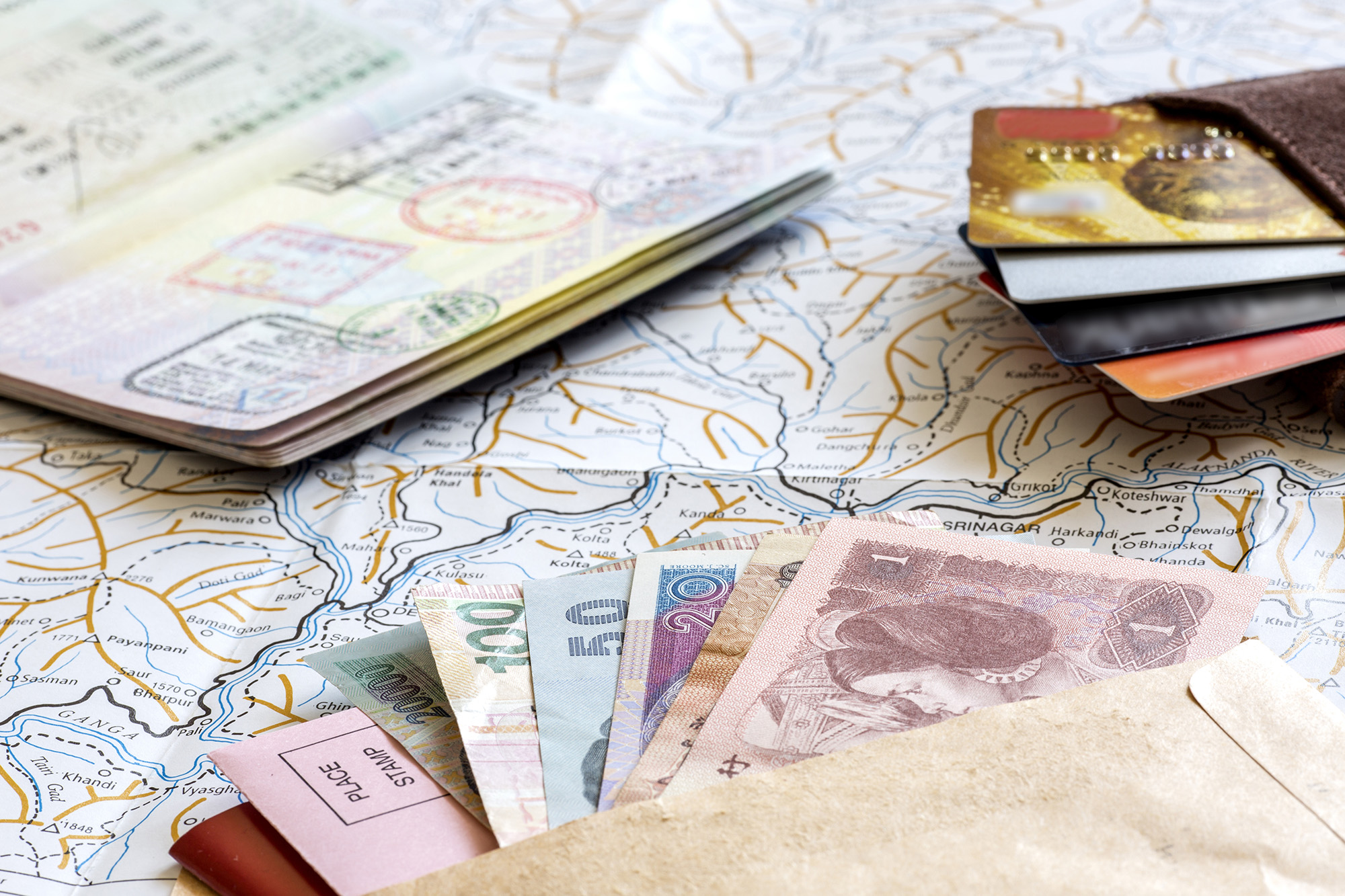 Expert Map And Foreign Currency And Credit Cards