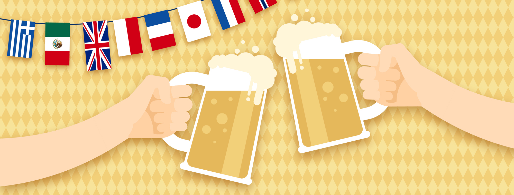 Grand European Travel Graphic Most Popular Beer Toast Flags