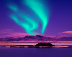 Iceland Northern Lights Blue Turquoise Purple Sky Night