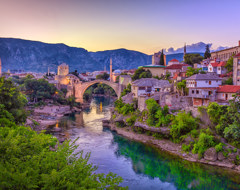 Bosnia Herzegovina Mostar Bridge Sunset