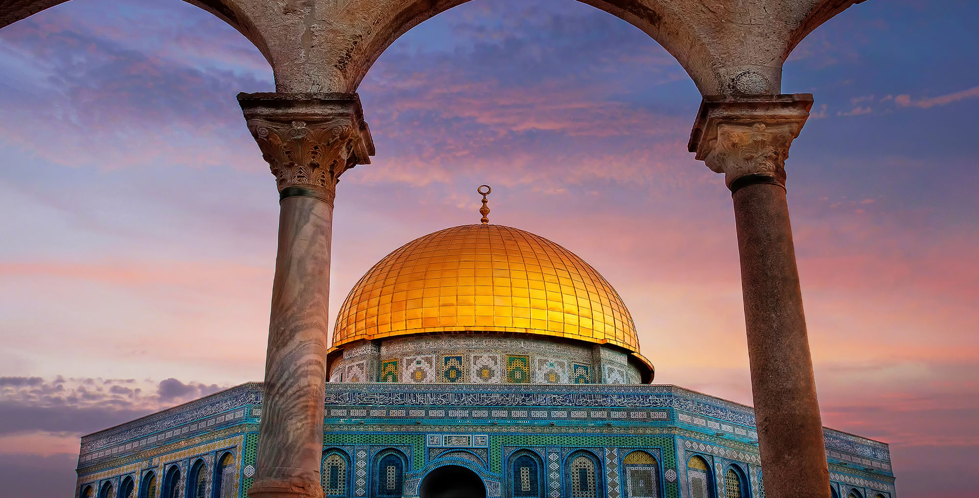 Israel Jerusalem Temple Mount Dome Purple Sky