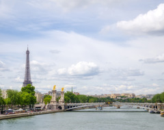 France Paris River Seine And Alexander Bridge And Eiffel Tower