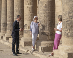 Egypt Tour Director With Two Guests At Pillars Luxury Lg Iv