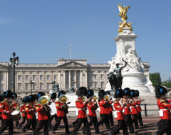 England London Buckingham Palace With Marching Guards