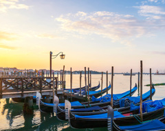 Italy Venice Gondola Grand Canal With Sun