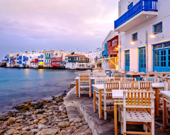 Greece Mykonos Sunset Outdoor Cafe