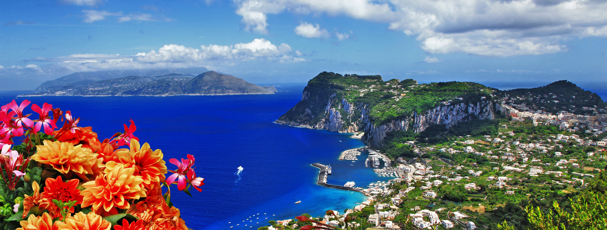 Italy Capri From Above With Flowers
