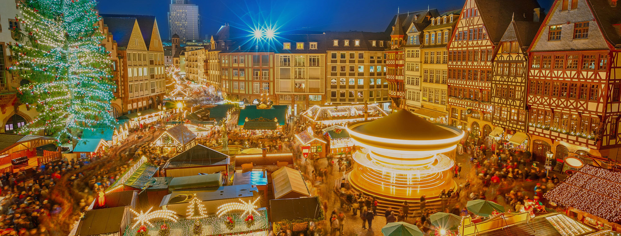 Germany Frankfurt Christmas Market At Night Tinted