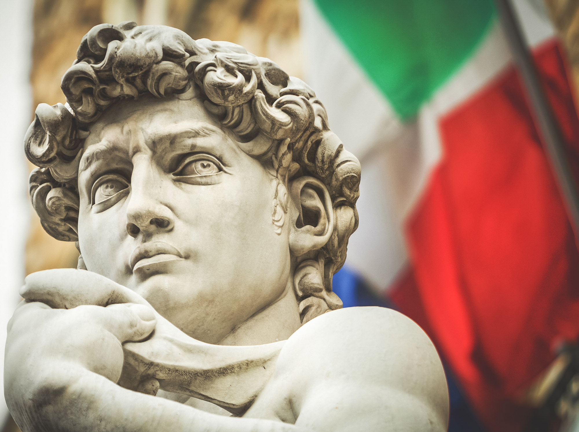 Italy Florence David Statue Face Italian Flag