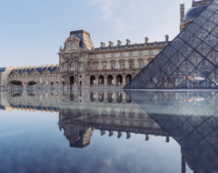 France Paris Louvre Museum Reflection Pool Pyramid Expert