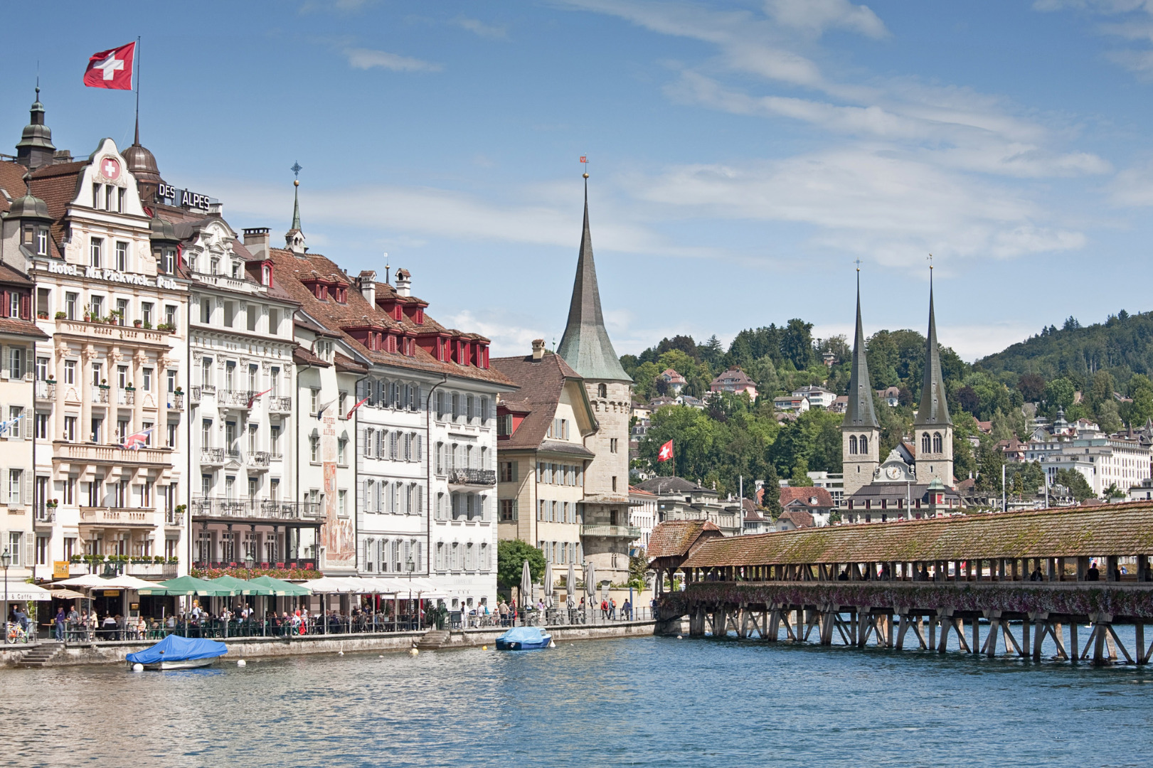 Switzerland Lucerne Bridge From Behind