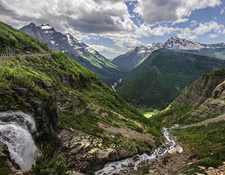 Usa Montana Glacier National Park Going To The Sun Road Mountains Creek