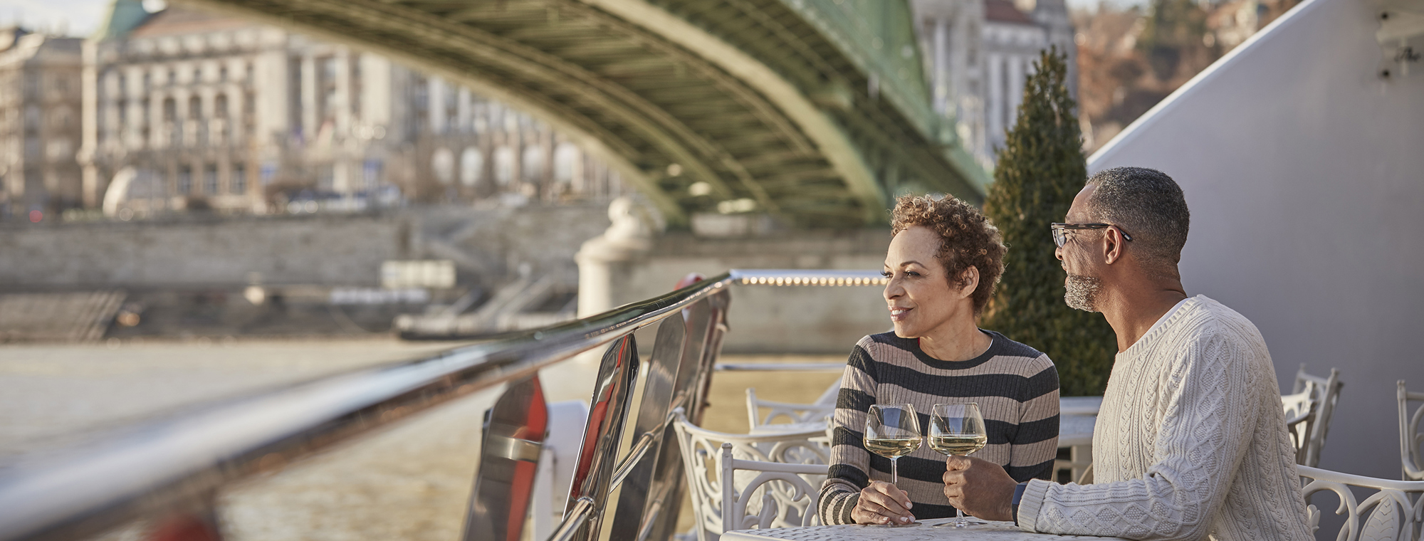 Budapest Uniworld Maria Theresa Sundeck Couple Wine Bridge Expert