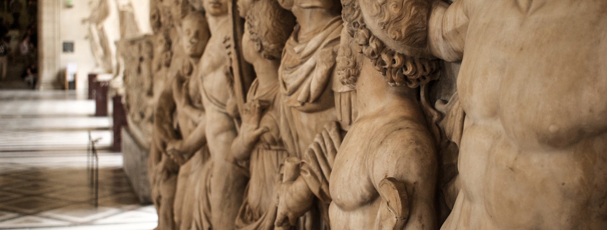 France Paris Louvre Frieze Sculpture Statues Ancient Roman Exhibit Soldiers Museum