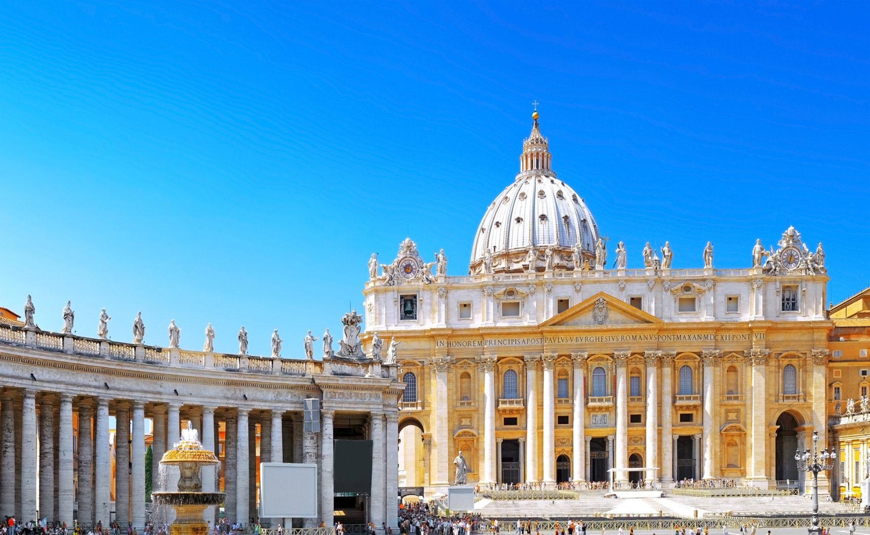 Italy Rome Vatican And St Peters Bright Sunshine