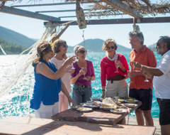 Croatia Group Toast Wine On Water Sea Daylight Sun