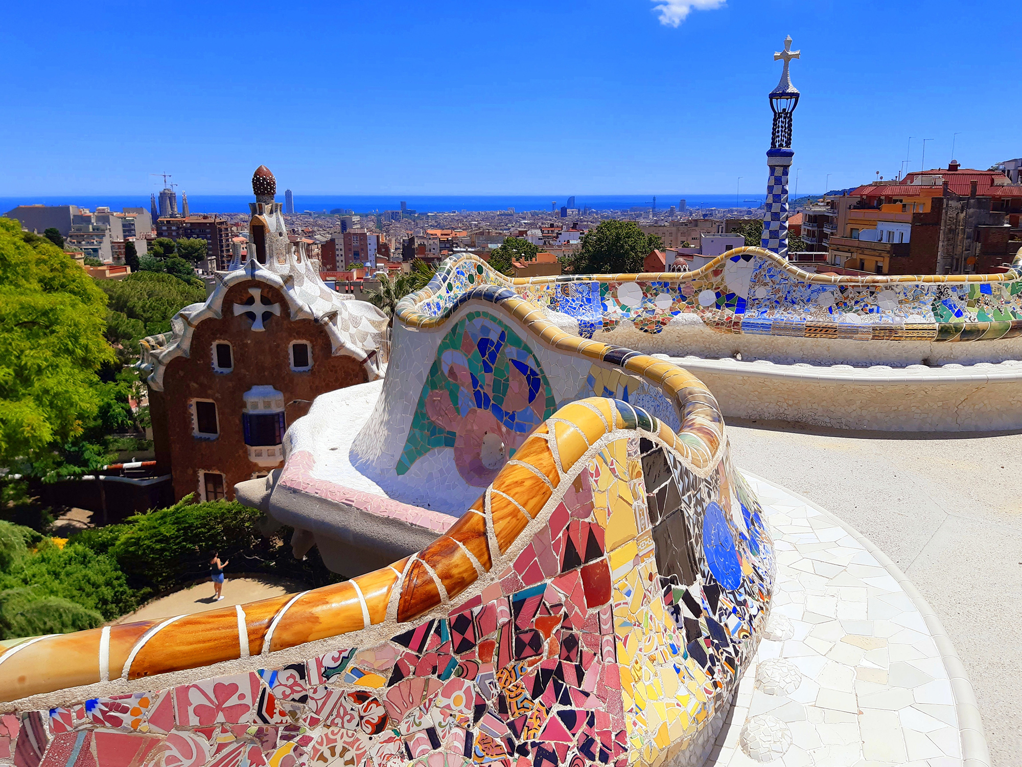 Spain Barcelona Guell Park Gaudi Mosaic Colorful City Cityscape Expert