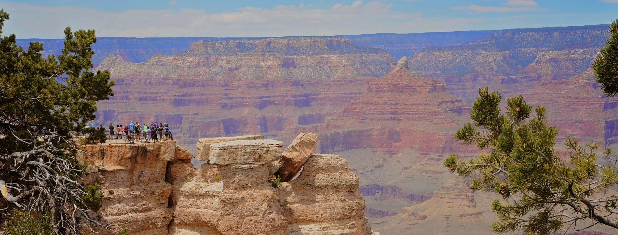 Usa Grand Canyon Group At Edge Blue Sky