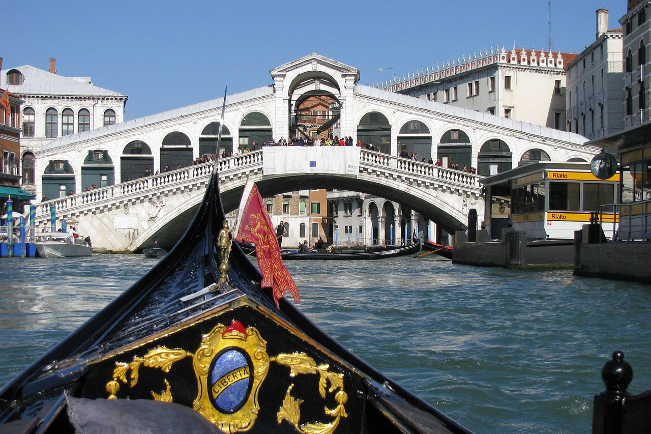 Italy Venice Rialto Bridge Gondola Canal Water Taxi Ride
