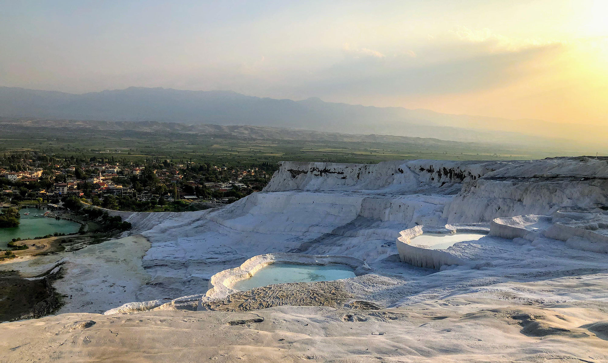 Turkey Pamukkale Mineral Rich Thermal Waters Flowing Down White Travertine Terraces