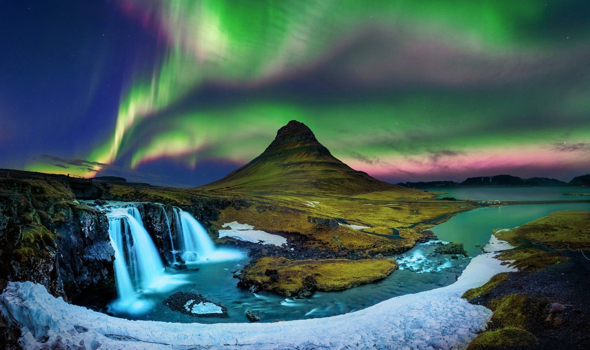 Iceland Kirkjufell Mountain Northern Lights Waterfall Aurora Borealis
