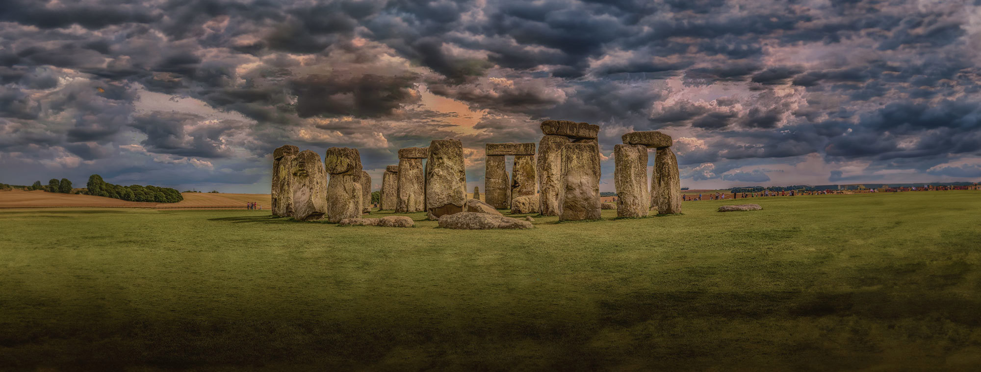 England Uk Stonehenge Clouds Grass Field (1)