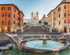 Italy Rome Spanish Steps View From Fountain At Bottom