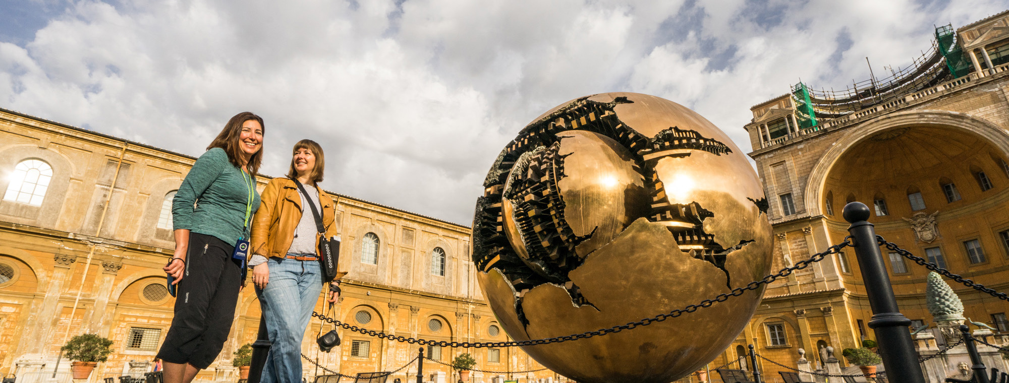 Italy Rome Vatican Courtyard Two People With Ball Iv