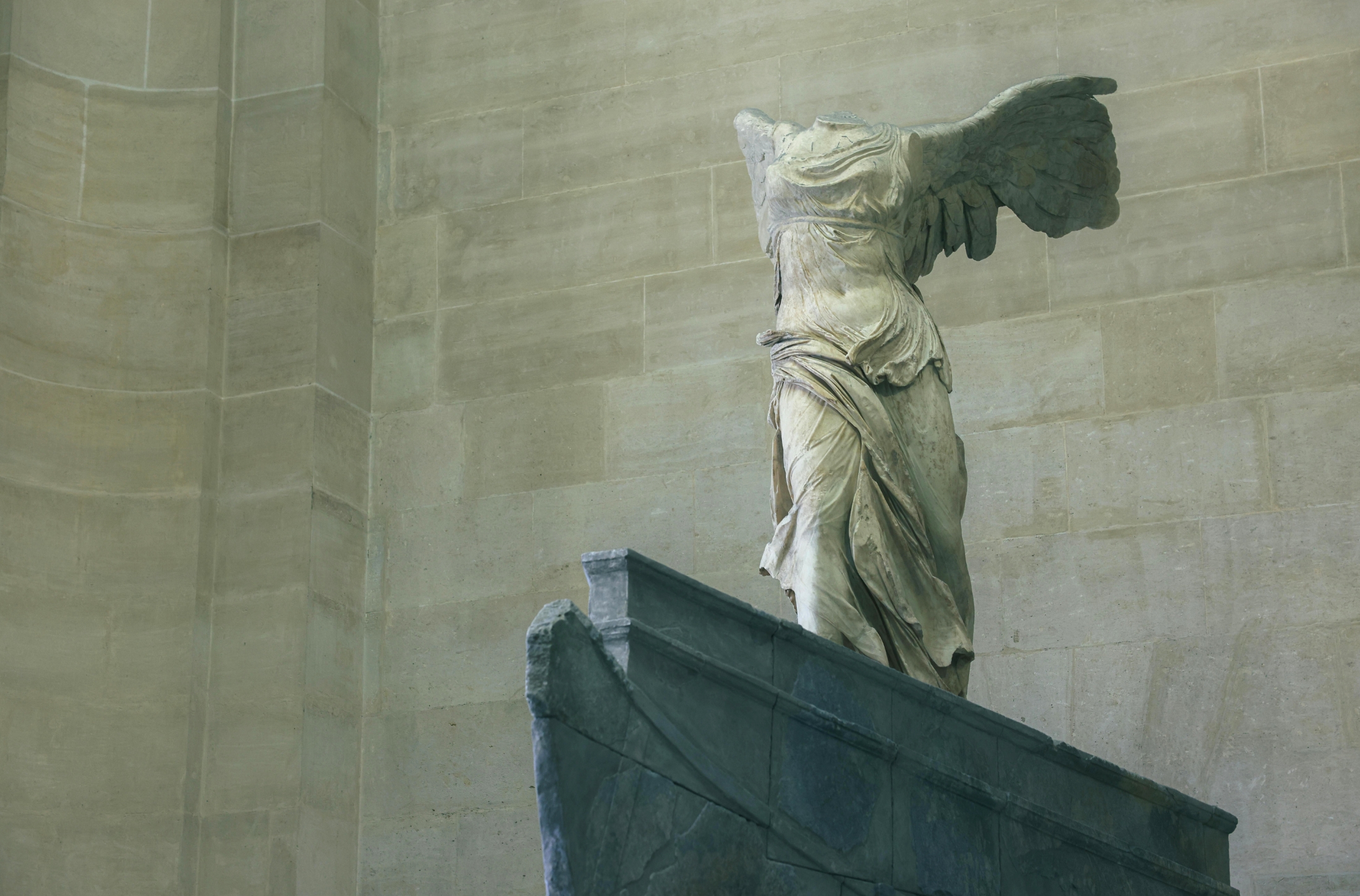 In Paris, France, at the Louvre Museum one of the top exhibits to see is the Victoire De Samothrace, or Winged Victory