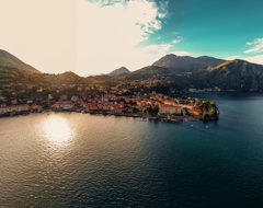 Italy Lake District Como Mountains Town Water Landscape Colorful Houses Daytime Sunny Alps