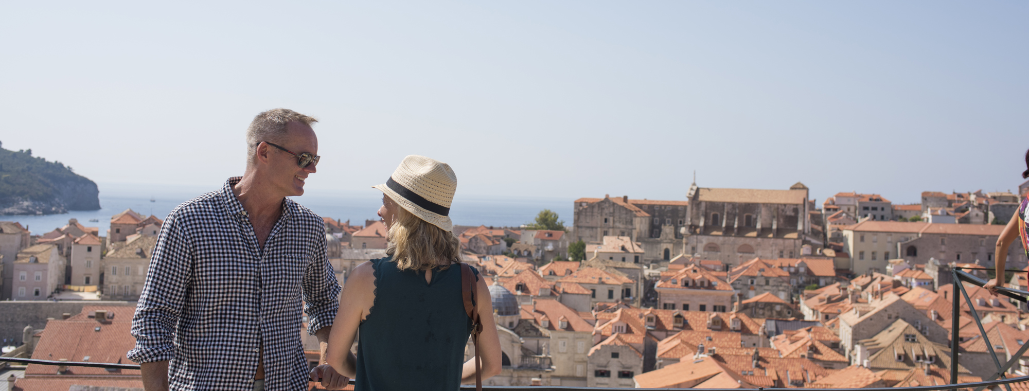 Europe Croatia Dubrovnik Couple Man Woman Red Roofs