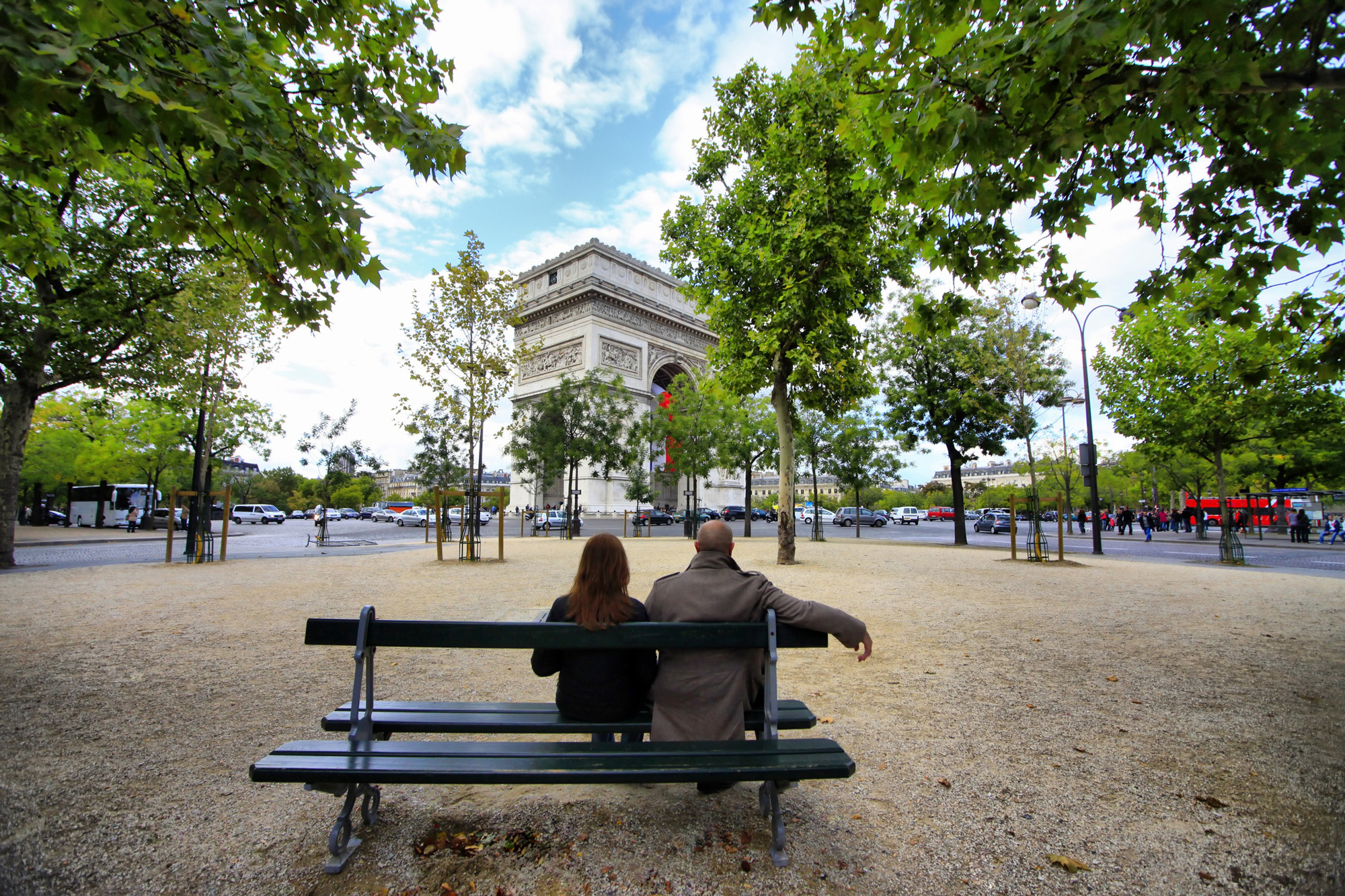 France Paris Arc De Triomphe From Park Bench
